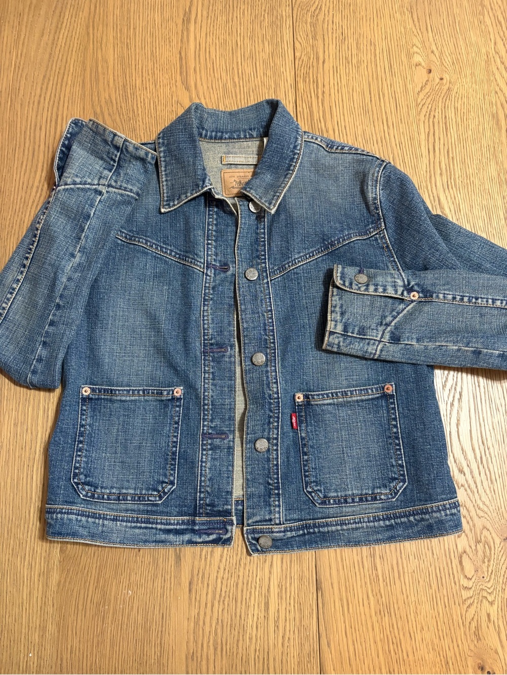 Levi's Blue Denim Jean Jacket with butterfly on back